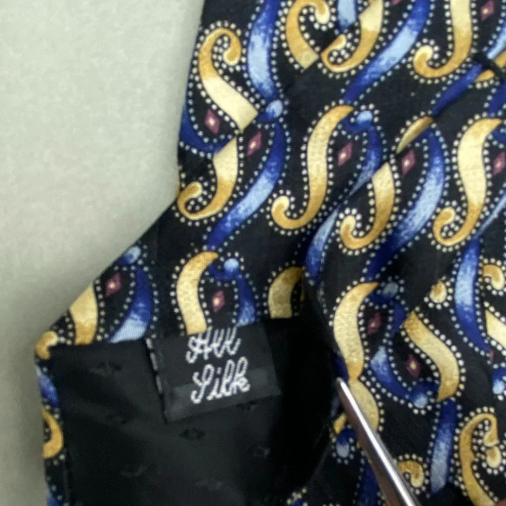 Jones New‎ York Tie Mens Blue Gold Paisley Silk Professional Classic Geometric